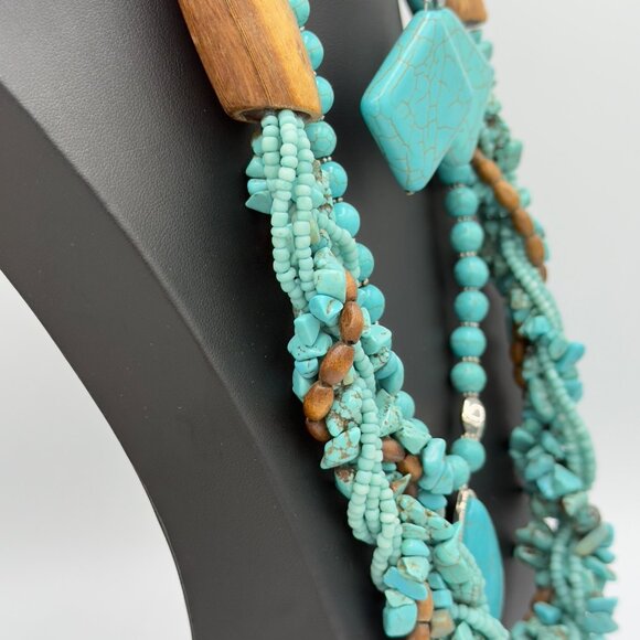 Chico's Costume Jewelry Lot Faux Turquoise Beaded Necklaces Layering Pieces - Picture 8 of 16